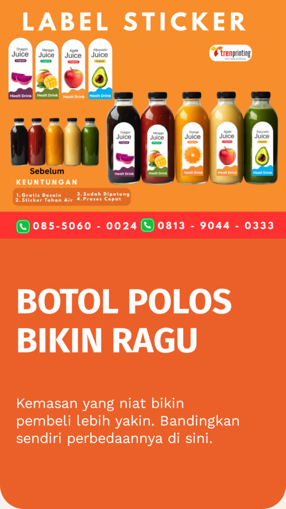 cetak label produk makanan minuman murah Kendal StikerLabelku